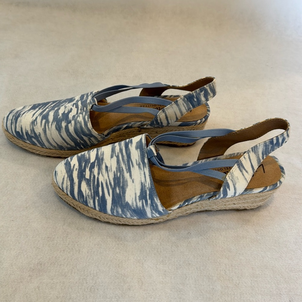 LIFE STRIDE KATRINA 2 Espadrille Strappy SlipOn PlatformWedge Size 9.5 Blue NWOT